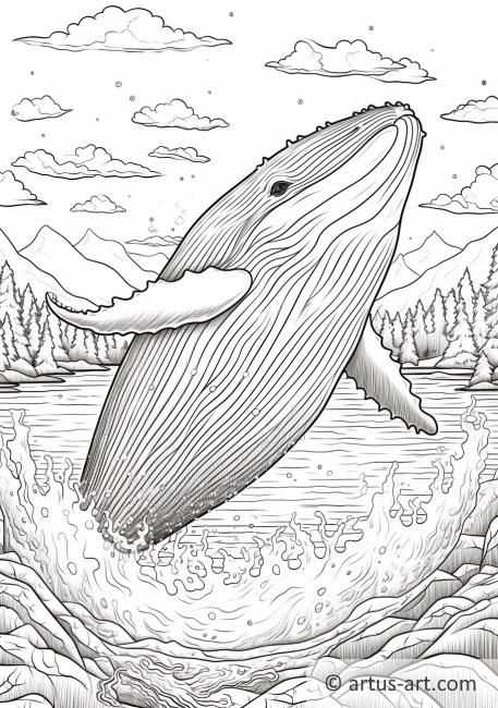 Pagina da colorare di balena gobba per bambini